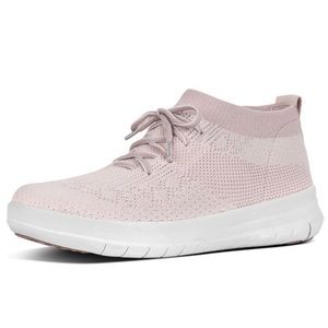 FitFlop Uberknit Slip On High Top Sneakers Pink And White Women’s Size 7.5